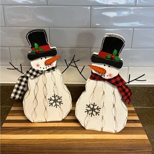 Festive Snowman Decor Set with Black and Red Accents